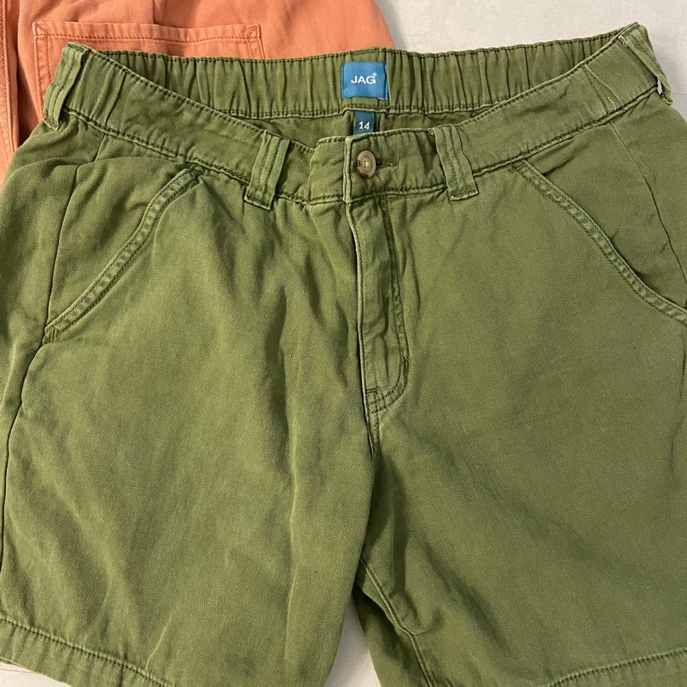 Jag Jeans Women’s Flat-Front Shorts — Olive, Rust, and Tan - Picture 3 of 6